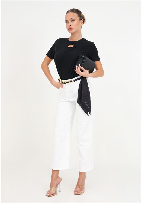 White women's jeans with scarf ELISABETTA FRANCHI | PJ42D41E2360